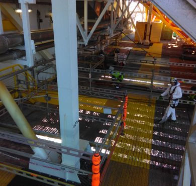 Grating replacement on lifeboat deck at Statfjord C - Beerenberg