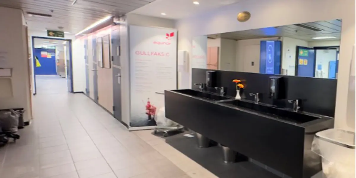 Hand washing station at Gullfaks C. Photo: Beerenberg